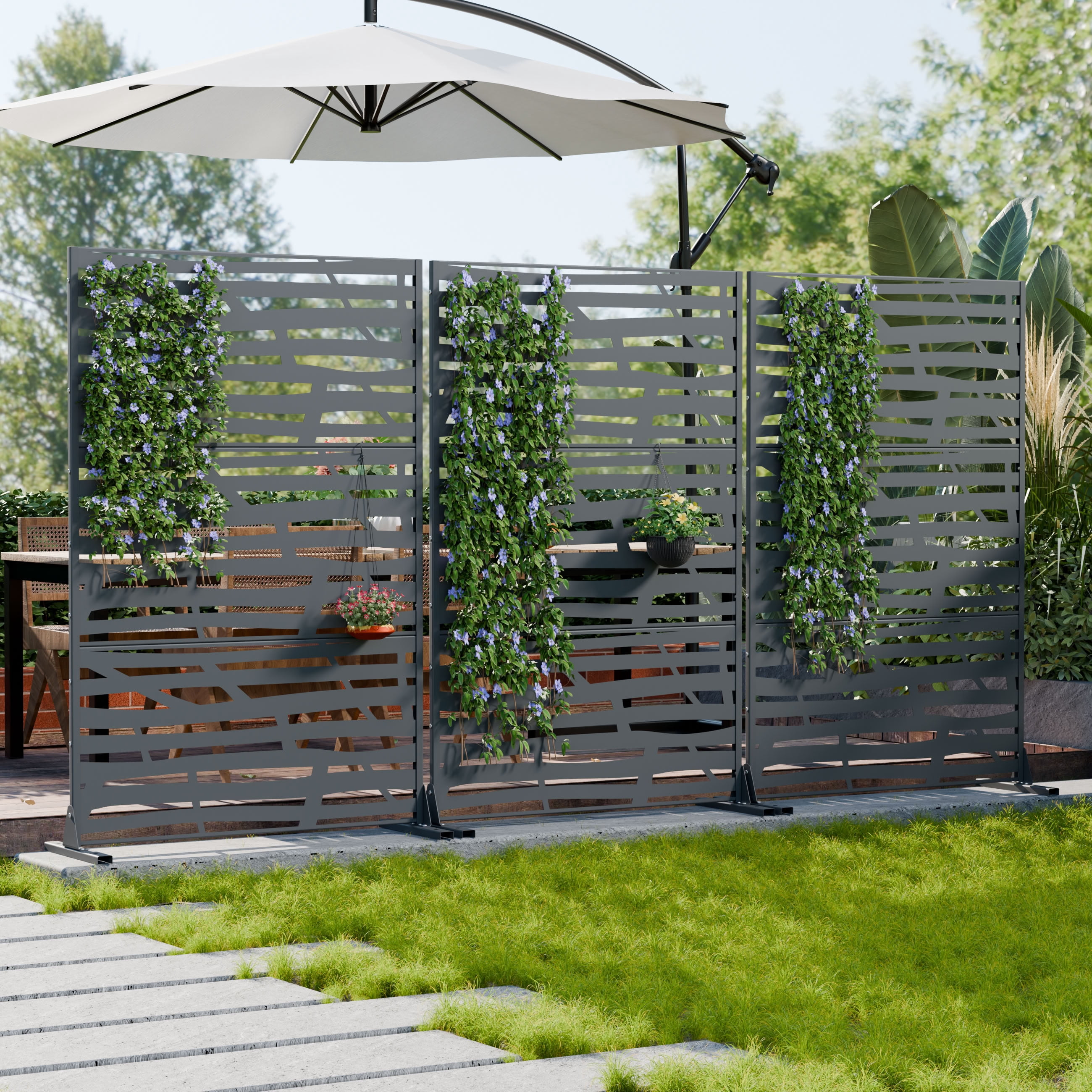 MAYEERTY 72*47in Outdoor Privacy Screen, Rust Proof Metal Privacy Panel, Decorative Privacy Divider for Patio, Balcony, Garden