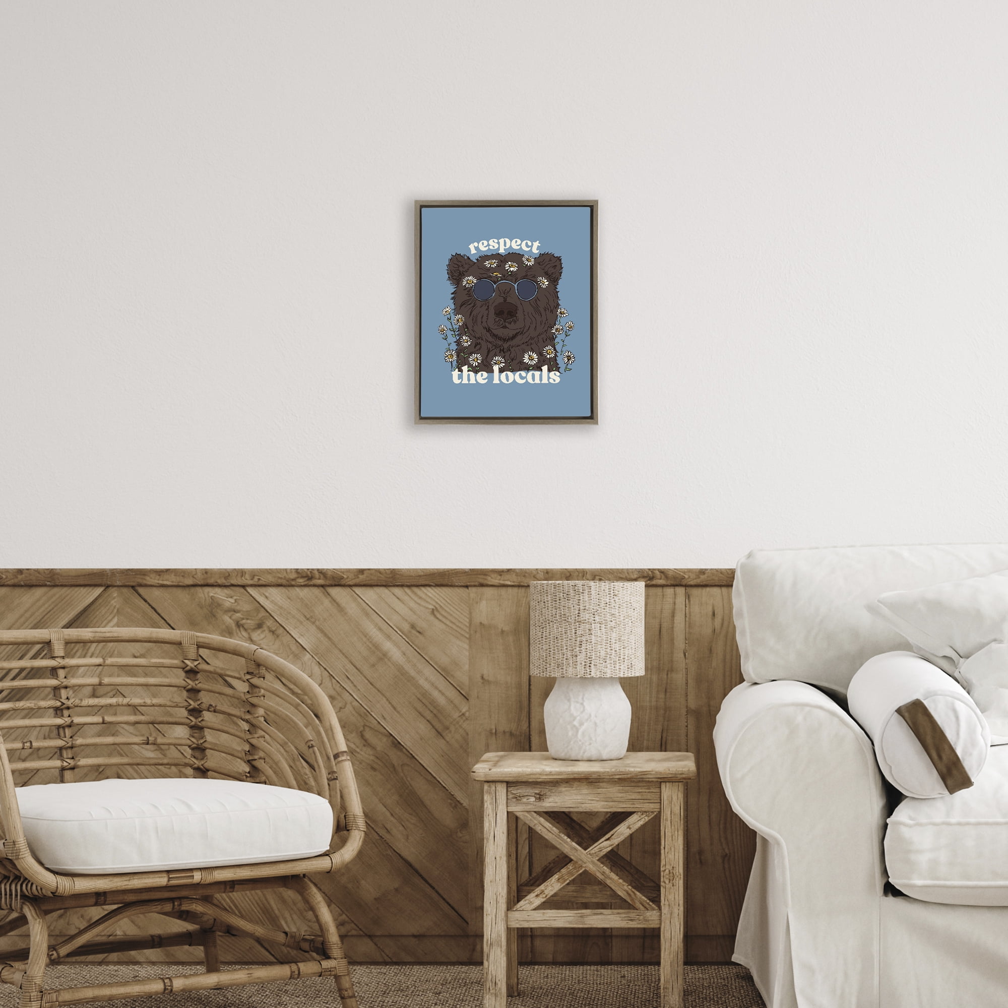 Stupell Industries Respect The Locals Bear Brown Framed Floater Canvas Wall Art, design by Two If By Sea Studios