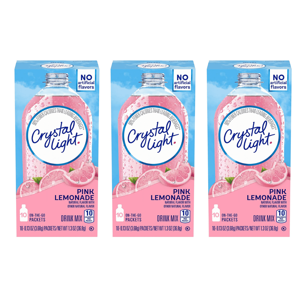 Crystal Light SugarFree Pink Lemonade OnTheGo Powdered Drink Mix 10 Count (Pack of 3