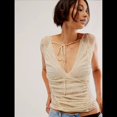 thumbnail image 4 of Camiseta Corta de Encaje Vintage para Mujer, de Corta, con Cuello Cuadrado y Patchwork Estético, Estilo Harajuku de los Años 90. Albaricoque L, 4 of 7