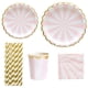 thumbnail image 2 of FELTECHELECTR Juego de 69 platos, vasos y pajitas de papel desechables para fiestas (rosa), 2 of 6