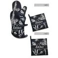 thumbnail image 4 of GREVY Black 2 Cotton Oven Mitts 2 Cotton Pot Holders Wrapping Gift Set, 4 of 7