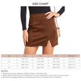 thumbnail image 2 of Minifalda de mujer de cintura alta de ante sintético estampado lateral dividido bodycon corto una línea marrón M, 2 of 6