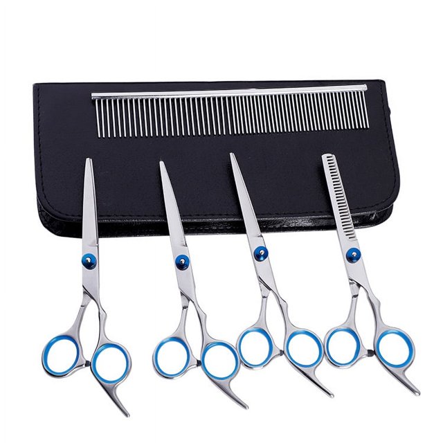 Tijeras de peluquería canina, 5 uds., recortadora profesional de bordes de acero inoxidable con peine de bolsillo, gatos y mascotas para el cuerpo brillar Electrónica