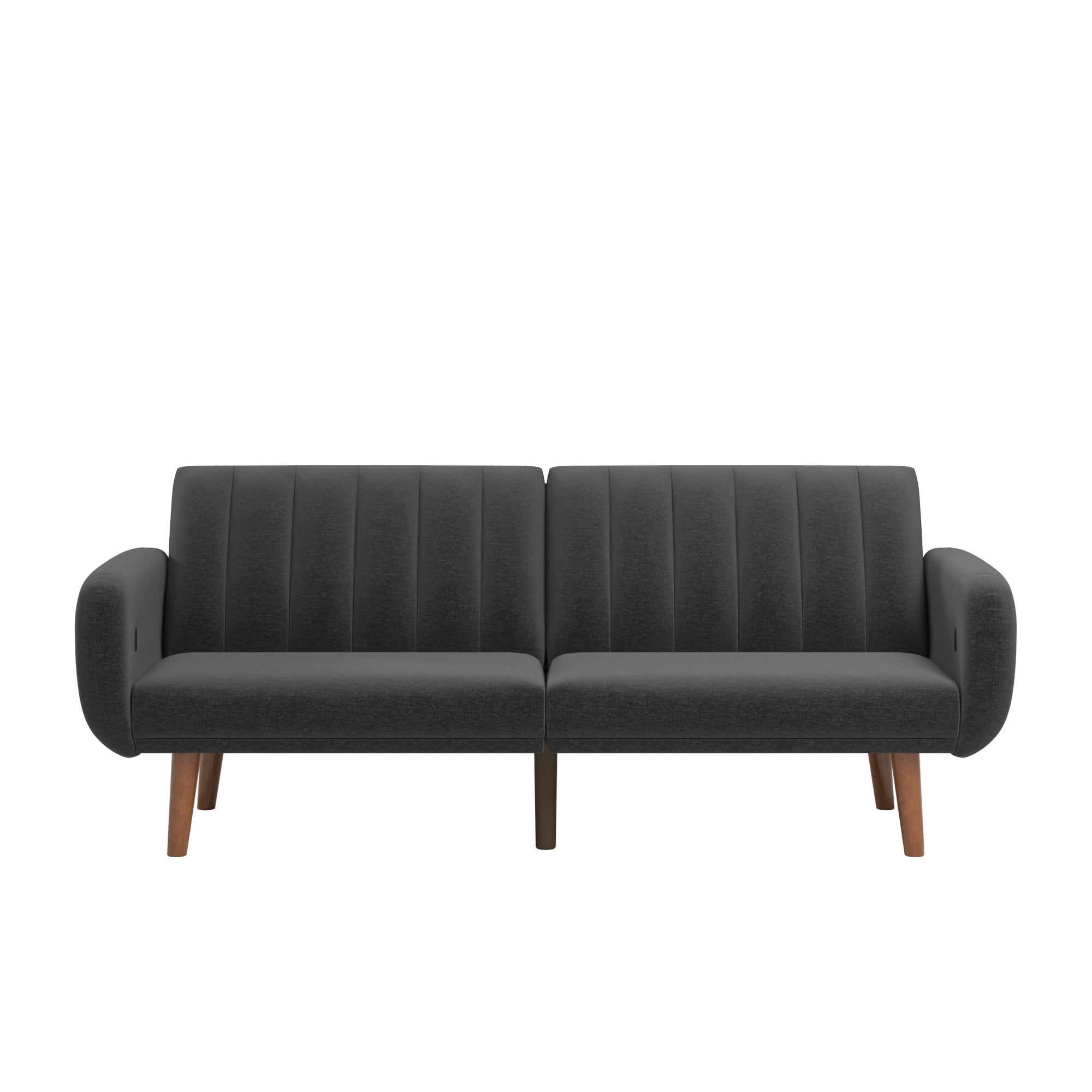 Weston Home Fosnavag Upholstered Convertible Futon Sofa Bed with USB, Dark Grey Linen