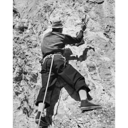 Rear view of a man climbing on a mountain Jackson Hole Wyoming USA Stretched Canvas - (18 x 24)