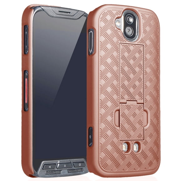 Nakedcellphone Étui compatible avec le Téléphone Kyocera Duraforce Pro, Étui Rigide Mince Rose Doré avec Béquille pour E6810, E6820, E6830, E6833, E6800