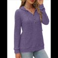 thumbnail image 2 of Sudadera con Capucha de Moda para Mujer, de Larga y Cuello en V, Informal, para Otoño e Invierno. Púrpura L, 2 of 7