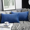 thumbnail image 1 of GHSDFBB 12x20 Blue Throw Pillow Covers: 2 Pack Original Striped Velvet Rectangular Decorative Pillow Cases for Farmhouse Couch, 1 of 7