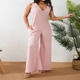 thumbnail image 2 of Combinaison en Coton Sans Manches pour Femmes Pantalon Large Ample Combinaison en Lin Grande Taille, 2 of 6