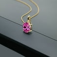 thumbnail image 3 of Gem Stone King 7.52 Ct Oval Pink Created Sapphire White Diamond 10K Yellow Gold Pendant, 3 of 4