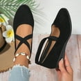 thumbnail image 4 of Flats Shoes Women Dressy Comfortable Women's Solid Color Wedges Shoes Comfortable Casual Shoes Women's Fashion Elastic Ankle Straps Flats Shoes Women's Mary Jane Flats Office Slip-on Shoes, 4 of 9