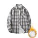 thumbnail image 1 of Blusa y camisa de manga larga con cuello vuelto para hombre, estilo casual, a la moda, con bolsillos de polar, botones y solapa, blusa de poliéster., 1 of 8