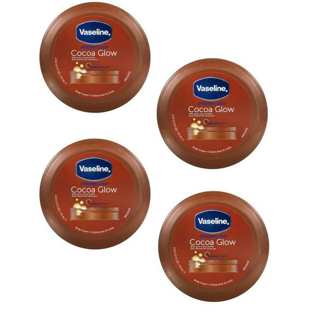 CGT Vaseline Care Cocoa Glow Body Cream Pure Cocoa Butter Soft Glowing Skin Normal Dry Skin Daily Regiment Skincare Lightweight No Oily Build-Up 2.53 oz. (Set of 4) -