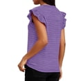 thumbnail image 4 of Craaazy Women's Plus Size Friendly Striped V-Neck Ruffle Short Sleeve Top for Daily Wear, 4 of 6
