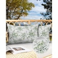 thumbnail image 3 of Spring Eucalyptus Bamboo Leaves Outdoor Pillow Covers Set of 2,Decorative Waterproof Throw Pillow Case,Watercolor Green Foliage on White Cotton Linen Soft Cozy Cushion Pillowcases, 3 of 7
