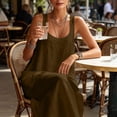 thumbnail image 6 of Women's Boho Style Sleeveless Maxi Dress U Neck Loose Shift Dress Beach Vacation Flowy Long Dress Lightweight Summer Sundress Brown, 6 of 7