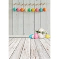 thumbnail image 2 of ABPHOTO Polyester 5x7ft Happy Easter Eggs Backdrop Ribbon White Stripes Wood Plank Flowers Nature Spring Frohe Ostern Photography Background for Kids Adults Party Decor Wallpaper Photo Studio Props, 2 of 3