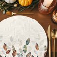 thumbnail image 3 of Fall Thanksgiving Round Braided Placemats Set of 8, Blue Green Plants Eucalyptus Leaves Heat Insulation Place Mats Washable Non-Slip Table Mats for Kitchen Dining Party, 15 Inches, 3 of 6