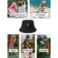 thumbnail image 4 of DLAPL Embroidered Bucket Hat for Women Men Fashion Summer Beach Fisherman Cap, Cactus Black, 4 of 5