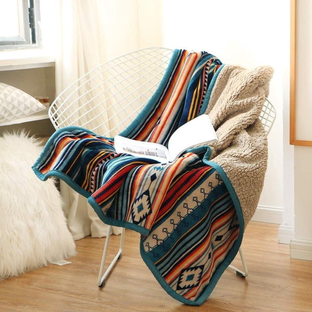 Manta de peluche de 150x200cm, manta suave y esponjosa para sofá, manta para sofá, manta de dos caras con sensación de Cachemira, manta polar a rayas de colores