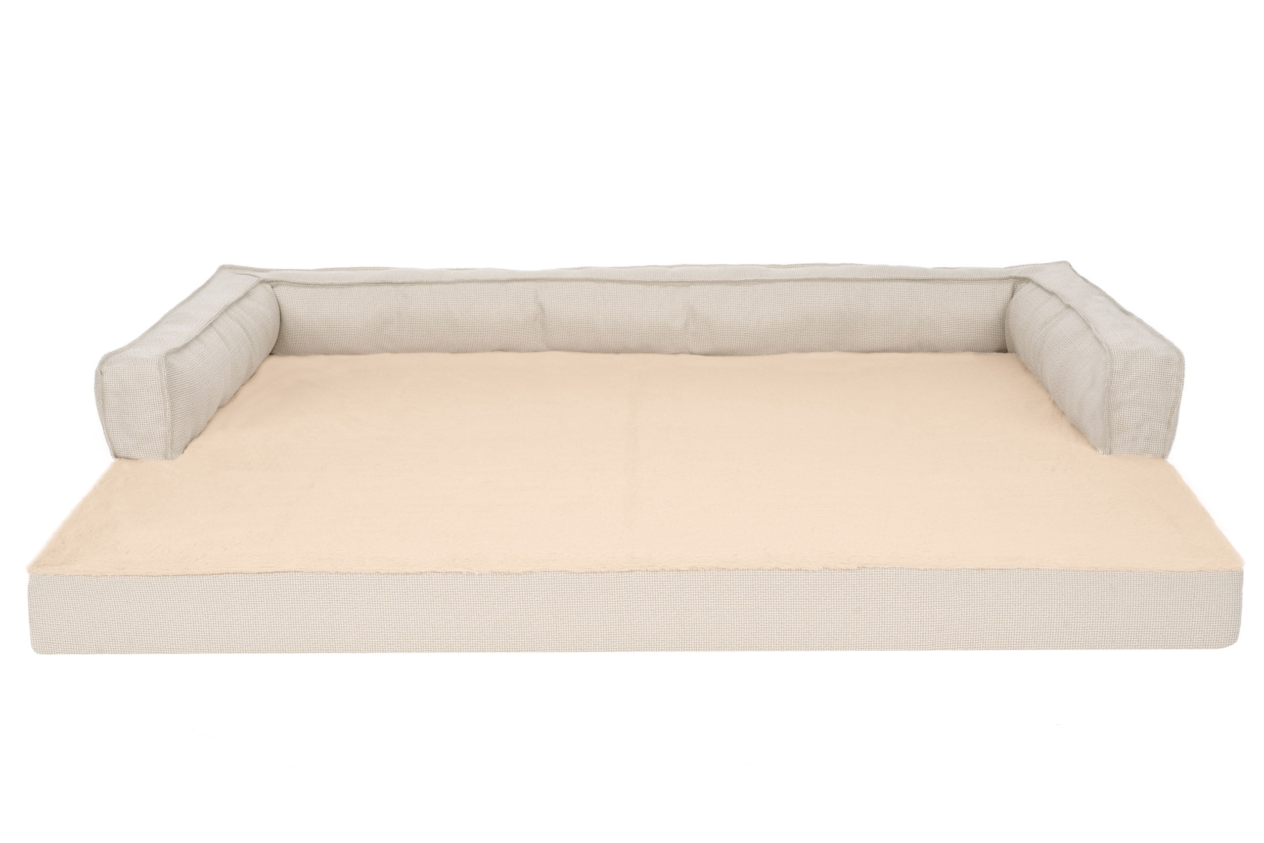 FurHaven Pet Products Plush & Decor Check Comfy Couch Orthopedic Pet Bed for Dogs & Cats - Wheat, Jumbo