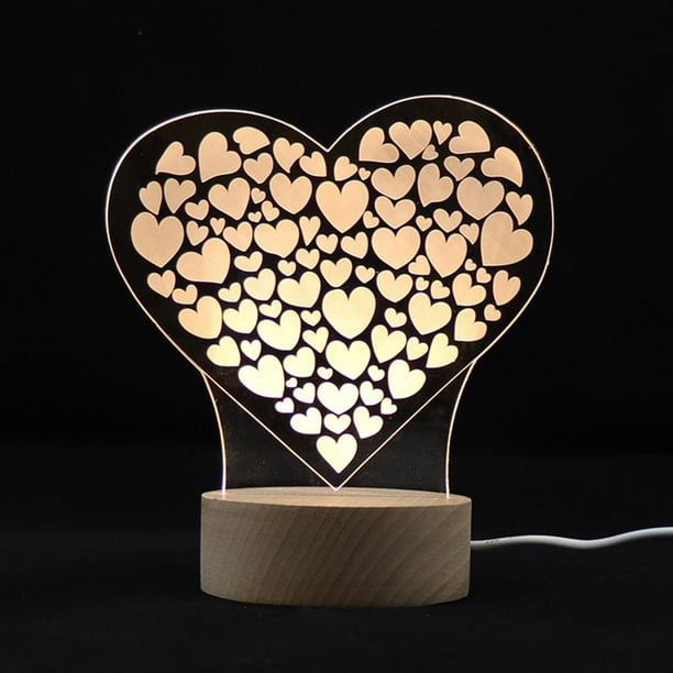 Lampe de nuit 3D avec socle éclairage chaud lampes de chevet lampe