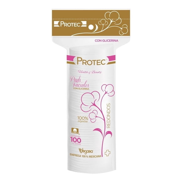 Pads de algodón Protec NA Redondos con glicerina 100 pzas