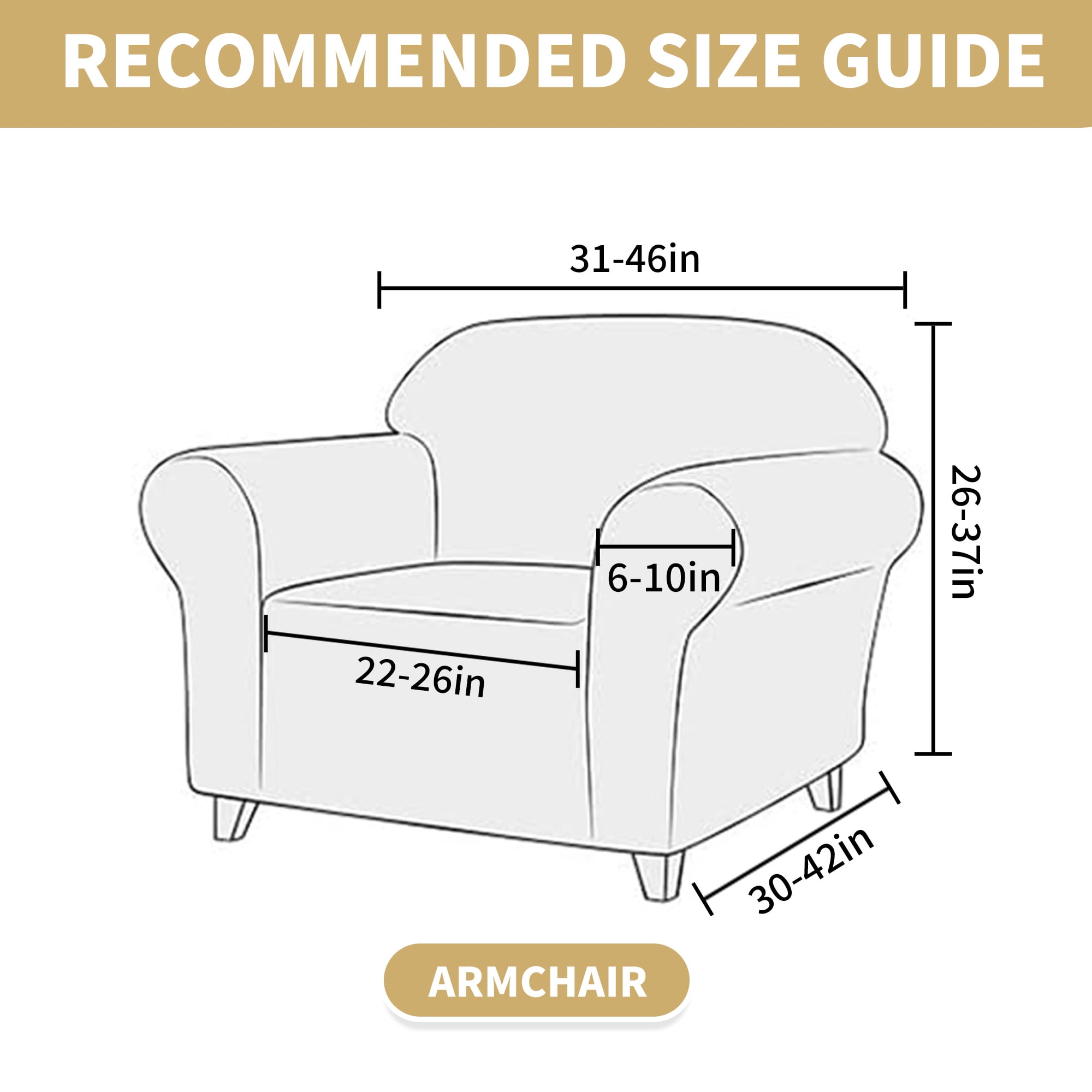 JIATER 1-Piece Armchair Sofa Cover Stretch Couch Cover Washable Sofa Slipcover Non-Slip Furniture Protector,Dark Coffee