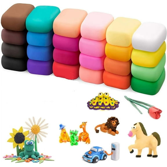 Air Dry Clay Set,Modeling Clay Kit,24 Colors Foam DIY Clay for Kids,Ultra Light & Soft Clay,Safe & Non-Toxic Self Drying,Gift for Age 3  Years Old Boys and Girls,24 Colors