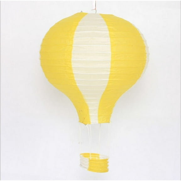 Zhuge 16in Hanging Hot Air Balloon Paper Lanterns, Reusable Chinese Japanese Party Ball Lamps Decorations Wedding Birthday Anniversary Christmas Engagement, Set of 6，Yellow Stripe