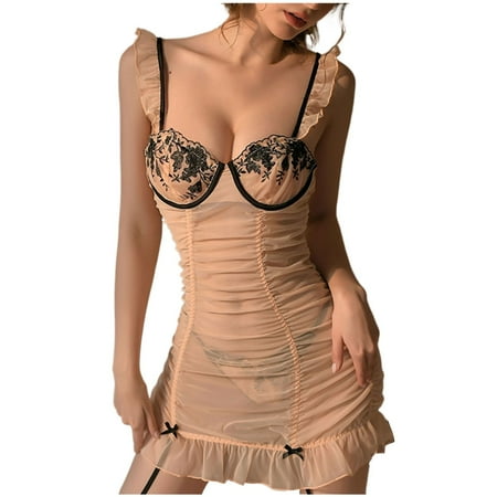 WIZUTIZ See Through Lingerie Set Two Piece Hollow Eyelet Underwear Corset Women s Plus Size Hanging Neck Tassel Lace Short Skirt Erotic Bra and Panty Set Tax Fre
