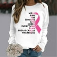 thumbnail image 2 of WREESH Women's Casual Breast Cancer Awareness Sweatshirt Crewneck Pullover Pink Ribbon Letter Shirts White, 2 of 5