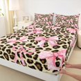 thumbnail image 3 of Manfei Watercolor Bowknot Teens Twin Sheet Sets, Fashion Leopard Cheetah Print Twin Fitted Sheet, Buffalo Ribbon Flat Sheet, Lightweight Room Decor, 3-Piece, 3 of 7