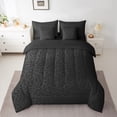 thumbnail image 2 of Manfei Leopard Print 7-Piece Twin Bedding Sets,Animal Wildlife Bedding Comforter Set,Black Grey Breathable Sheet Sets,Breathable Abstract Room Decorative,Reversible, 2 of 6