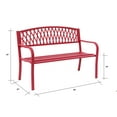 thumbnail image 3 of 50" L Metal Garden Bench Red Criss Cross Design, 3 of 3