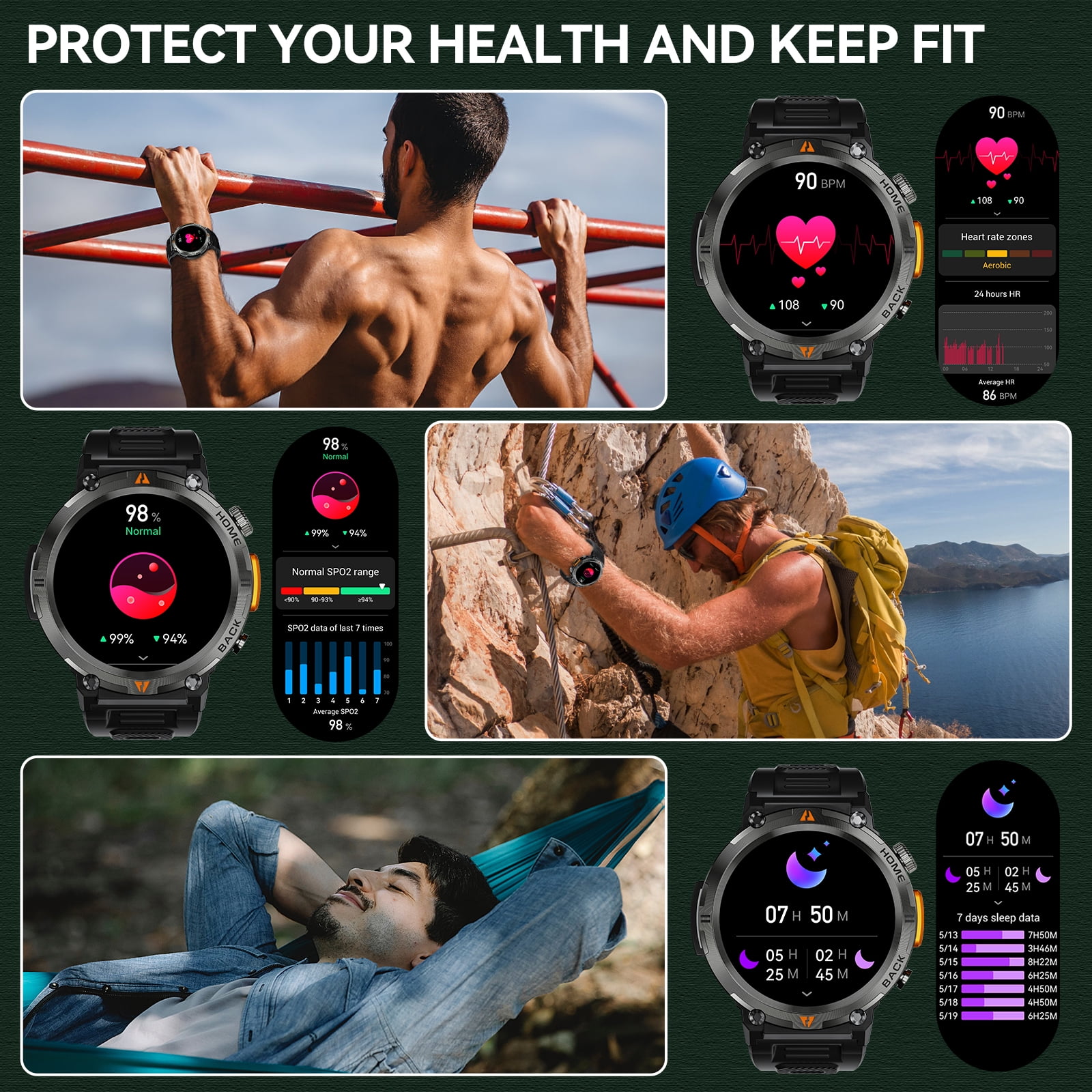 PAKRYS 1.45" Smart Watch for Men Bluetooth Call Smartwatch Outdoor Watch Compatible with iPhone Samsung