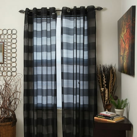 UPC 886511246980 product image for Lavish Home Sofia Grommet Curtain Panel - Black | upcitemdb.com