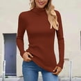 thumbnail image 4 of Pullover Sweaters for Women 2025 Long Sleeve Turtleneck Plain Basic Ribbed Knit Sweater Jumper Tops Fall Winter Outfits, 4 of 6