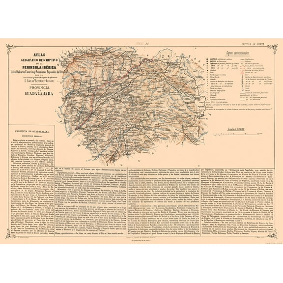 Historic Map - Guadalajara Spain - Valverde 1880 - 31.56 x 23 - Vintage Wall Art