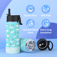 thumbnail image 4 of Mollcity 16oz Stainless Steel Insulated Flask w/Straw & Leak-Proof Lid | 3D Print Design | Durable Coating | School/Sports/Outdoor (Dinosaur Blue), 4 of 7