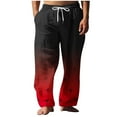 thumbnail image 2 of Pantalones largos para hombre, cintura elástica, transpirables, cómodos, suaves, informales, de playa, de poliéster., 2 of 5