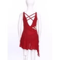 thumbnail image 3 of Hansber Girl's Lyrical Dance Dress Figure Ice Skating Asymmetrical Skirt Leotard Ballet Contemporary Dancewear Burgundy 14, 3 of 7