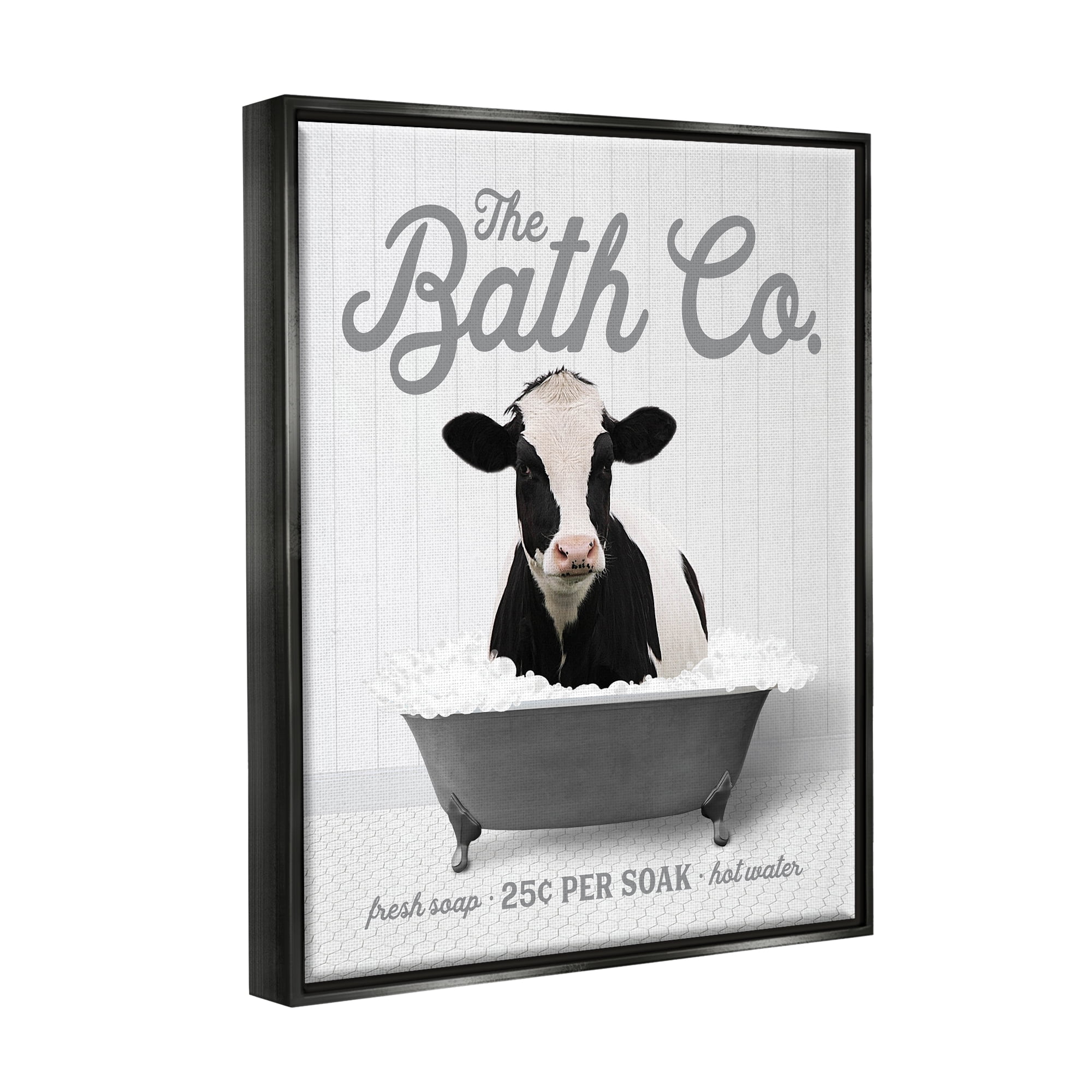 Stupell Industries Farmhouse Bathtub Bubbles Animals & Insects Painting Black Floater Framed Art Print Wall Art, 25 x 31