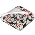Cauagu Christmas Cat Pattern Flannel Bed Blankets,Fleece Blanket