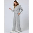 thumbnail image 4 of Women 2 Piece Outfits 2025 Fall Fashion Wide Leg Pants Lounge Set Leisure Travel Vacation Sweatsuits Light Gray XXL, 4 of 7