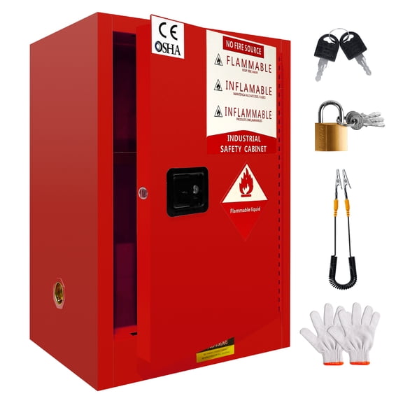 24 Gallon Insulation Cabinet, Propane Tank Storage Box, 23 x 18 x 35 in Fireproof Cabinet with Adjustable Board for Garage & Warehouse Use