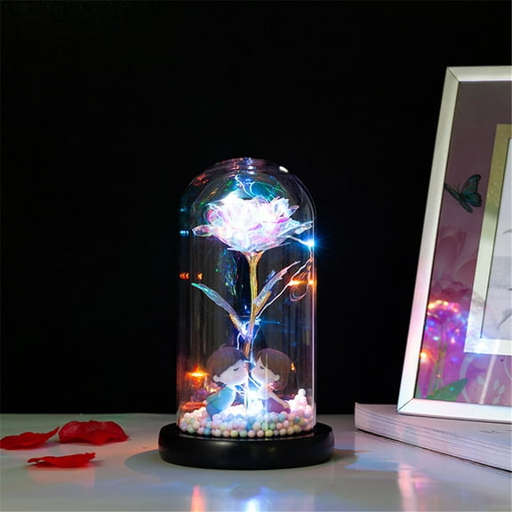 Rotating Birthday Gifts for Women,Galaxy Rose in Glass Dome Christmas Rose Gifts for Women,Light Up Rose in Glass Dome,Spinning Colorful Rainbow Rose Flower Gifts Rose Gifts for Her Christmas