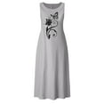 thumbnail image 4 of Wycnly Summer Dresses for Women Beach Fashion Loose Swing Breathable Cotton Linen Tank Long Dresses 2025 Sleeveless Round Neck Butterfly Print Maxi Formal Dress Gray s, 4 of 4