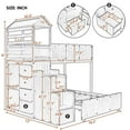thumbnail image 2 of White Stairway Twin Over Full House Bunk Bed with Two Shelves and Seven Drawers, 2 of 8